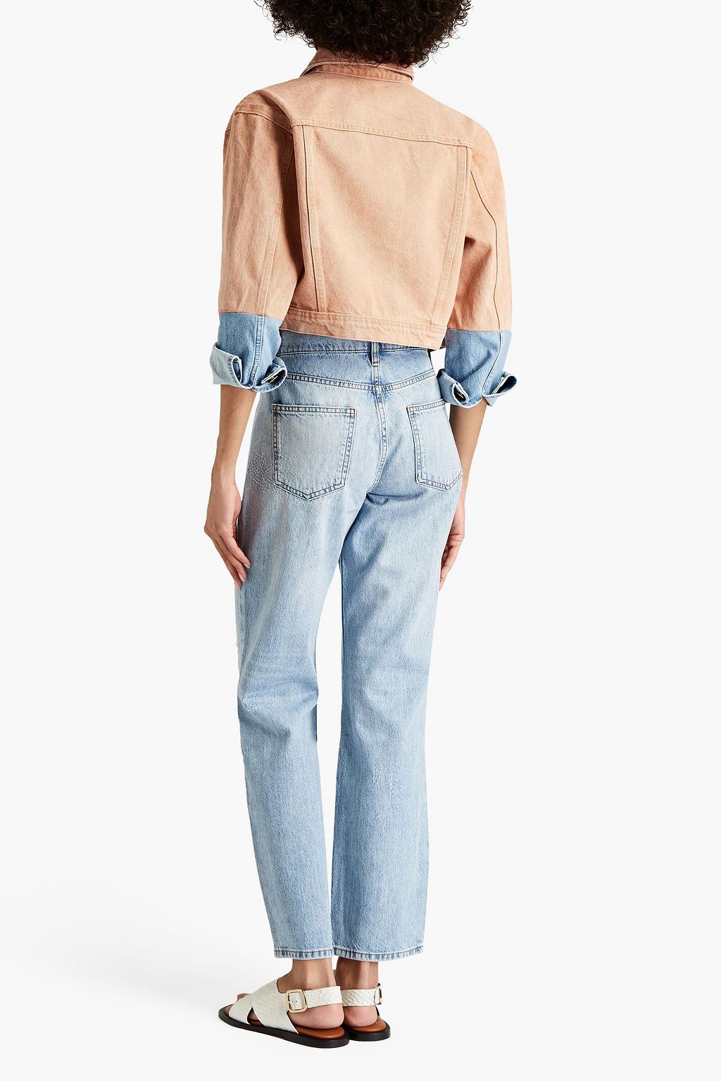TRIARCHY Distressed high-rise straight-leg jeans