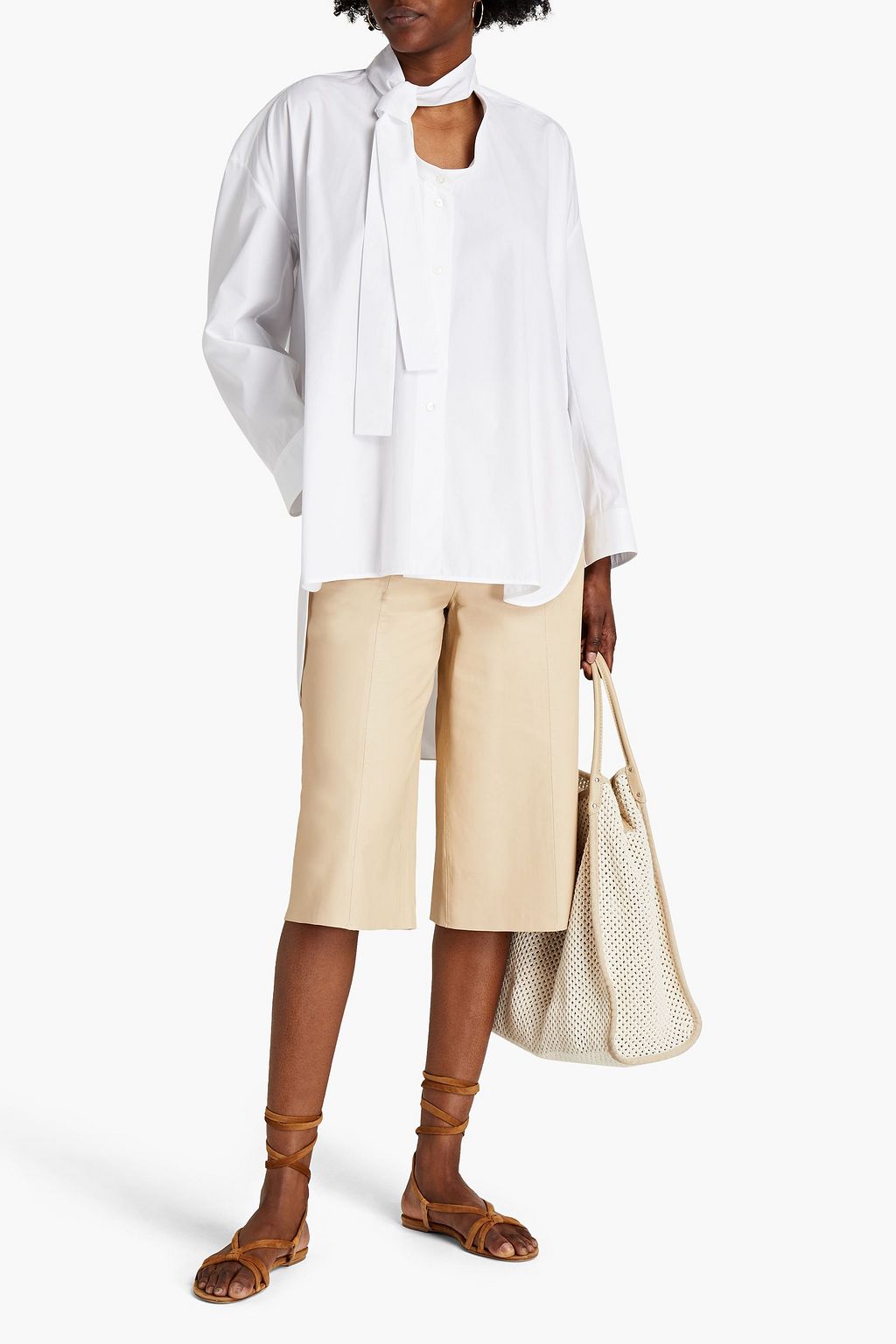 VALENTINO GARAVANI Oversized-Hemd aus Baumwollpopeline mit Bindedetail vorne