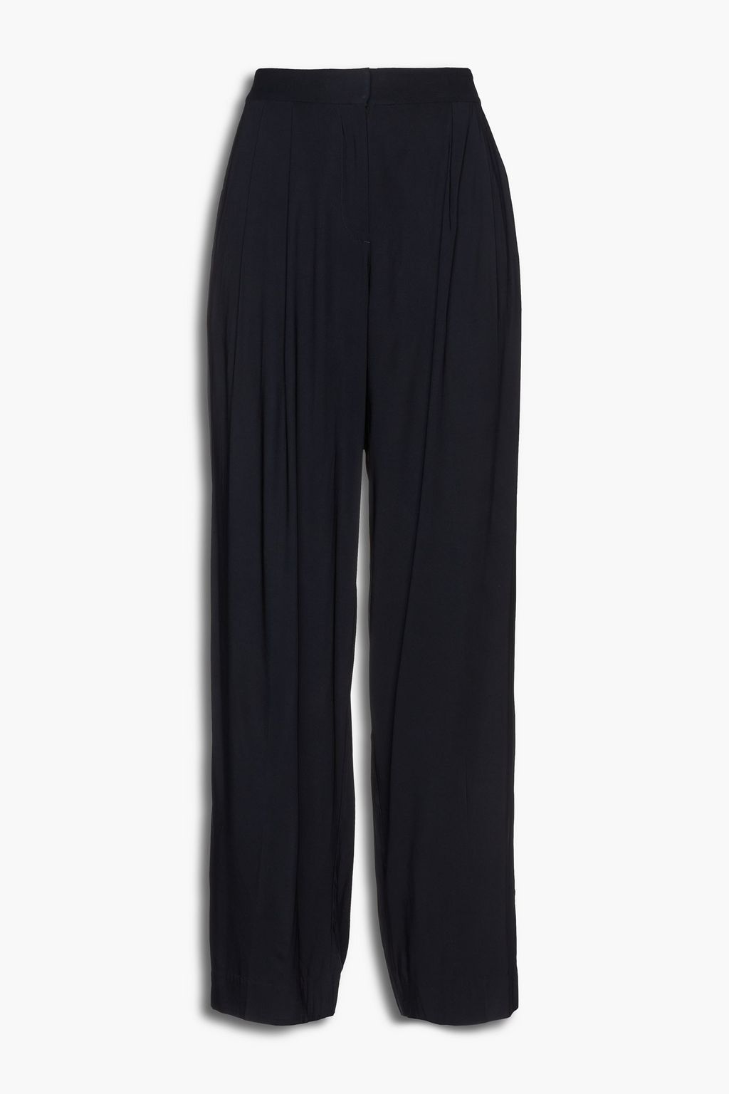 Navy Luca satin-crepe wide-leg pants 