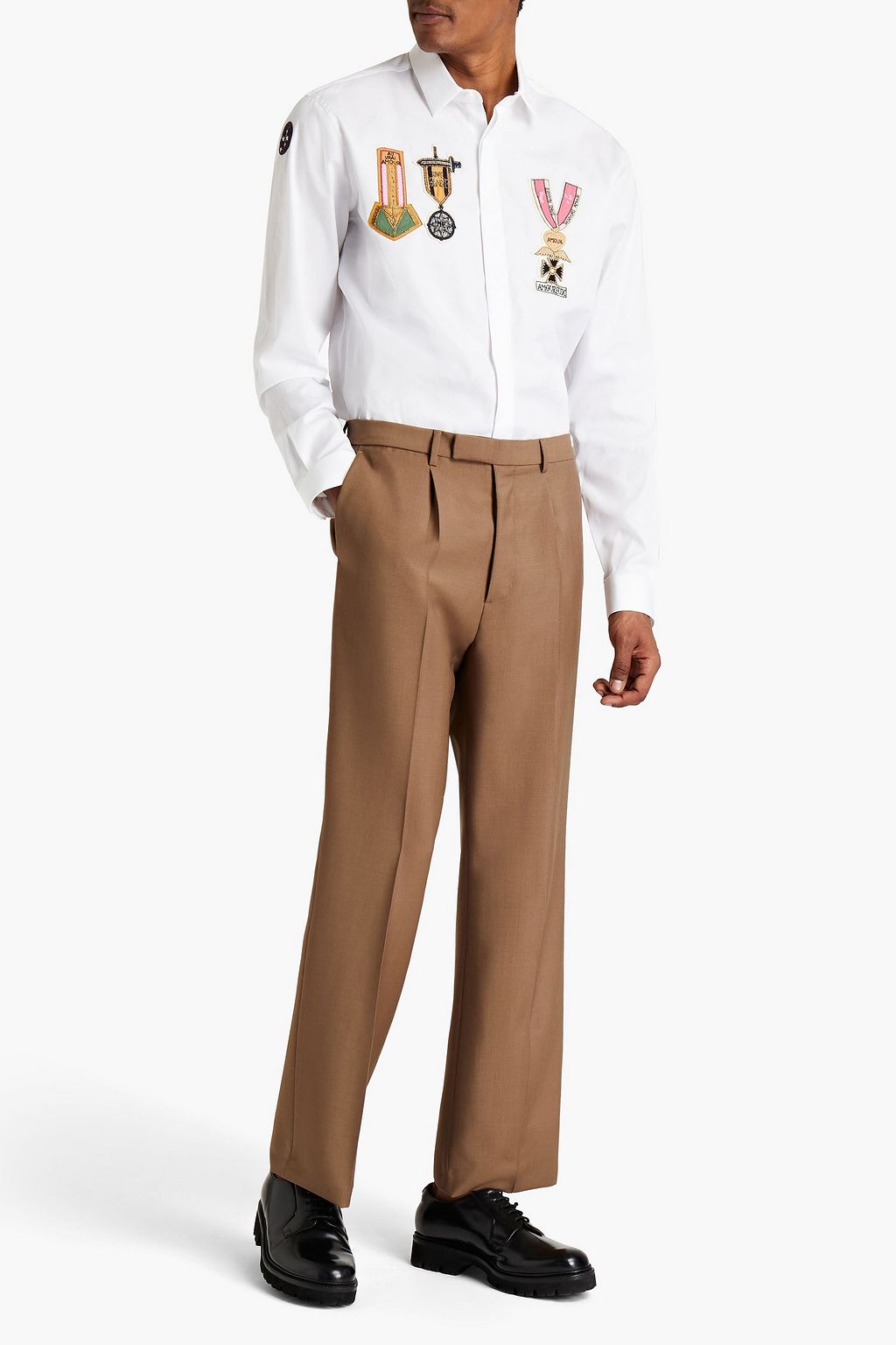 VALENTINO GARAVANI Pleated mohair and wool-blend crepe pants