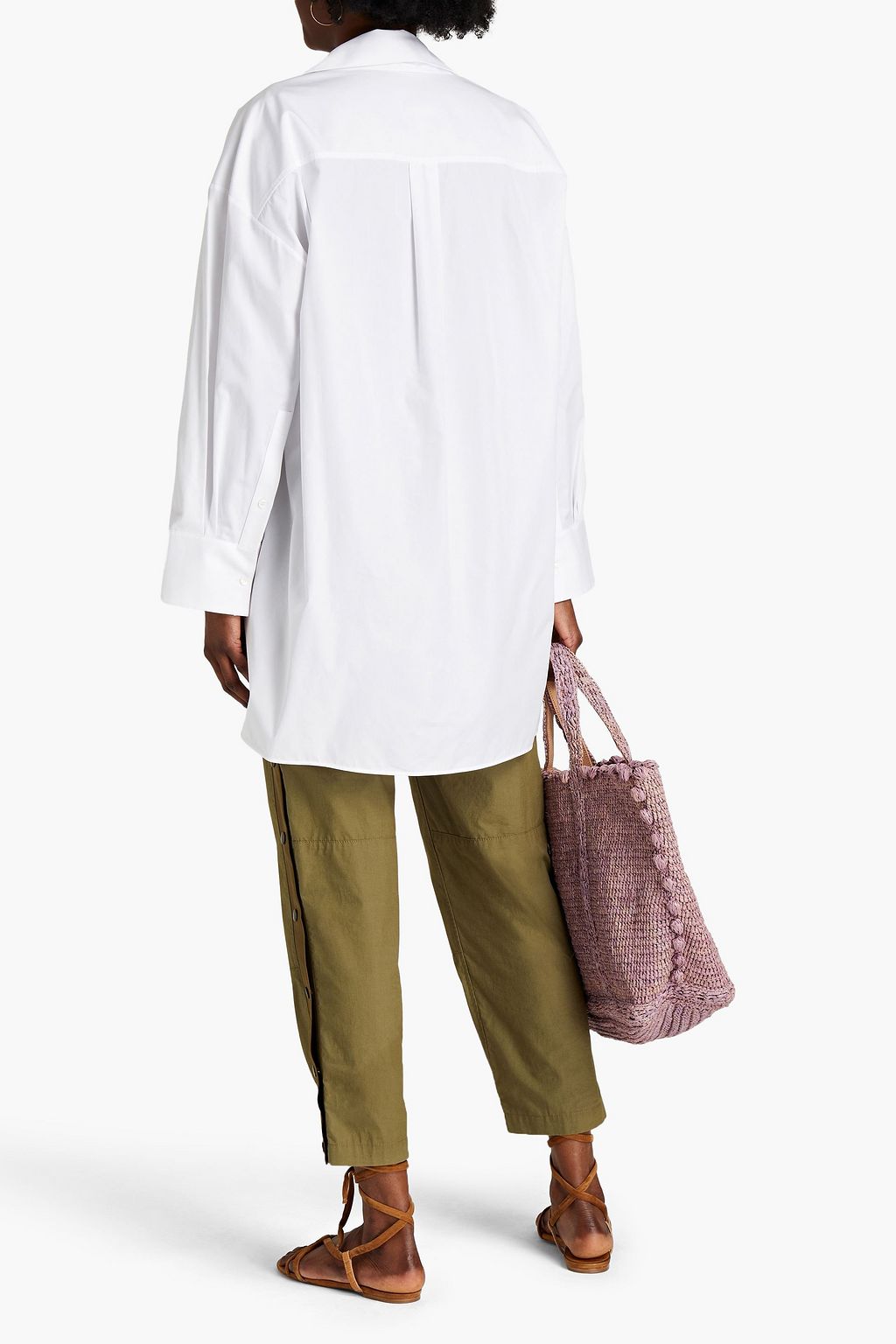 VALENTINO GARAVANI Embellished oversized cotton-poplin shirt