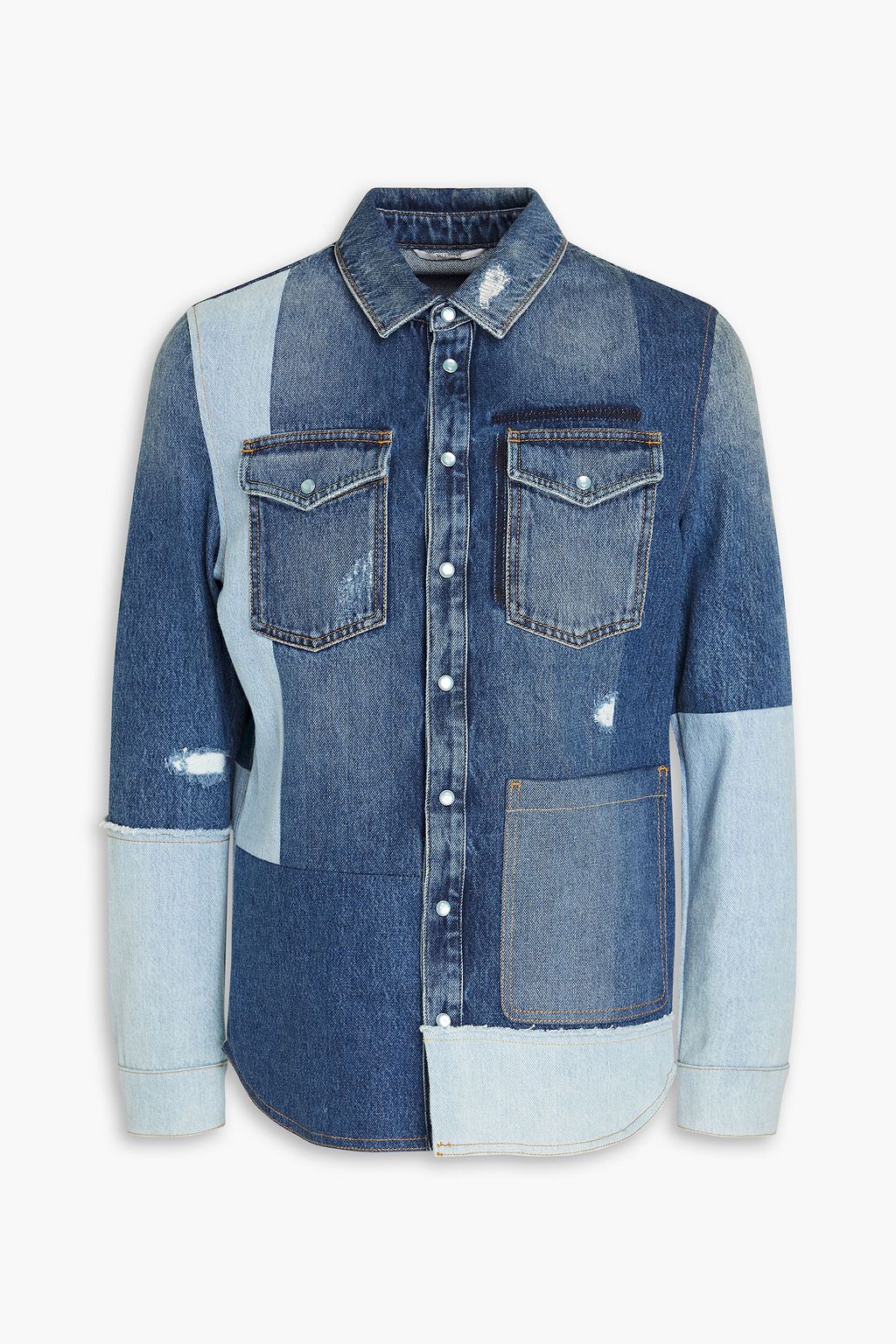 Mid denim Patchwork-effect denim shirt 