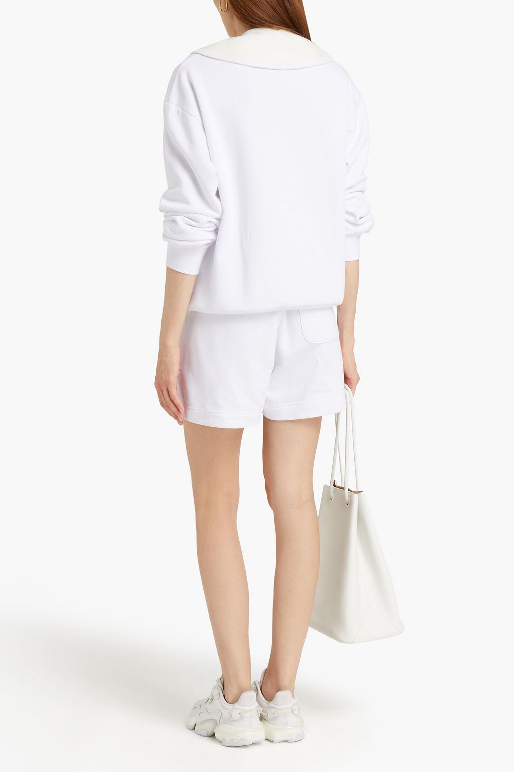 SLEEPER Cotton-blend fleece sweatshirt and shorts set