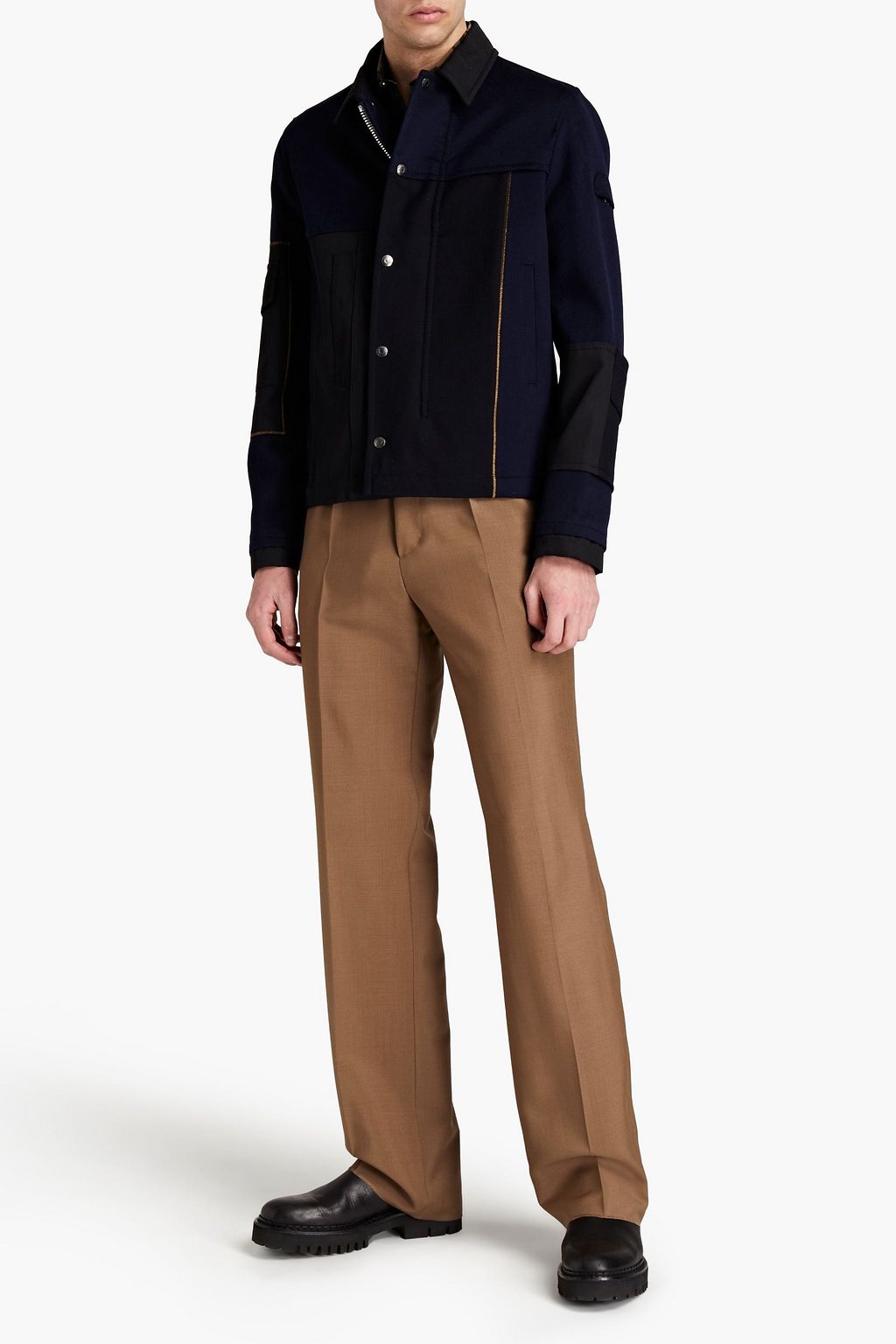 VALENTINO Felt-paneled cotton-twill jacket