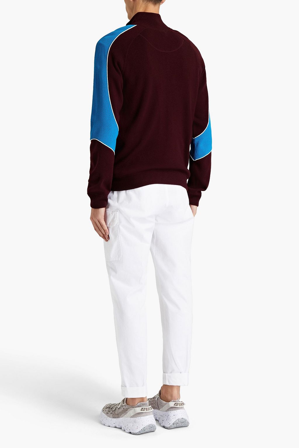 VALENTINO Pointelle-knit wool and cashmere-blend zip-up cardigan