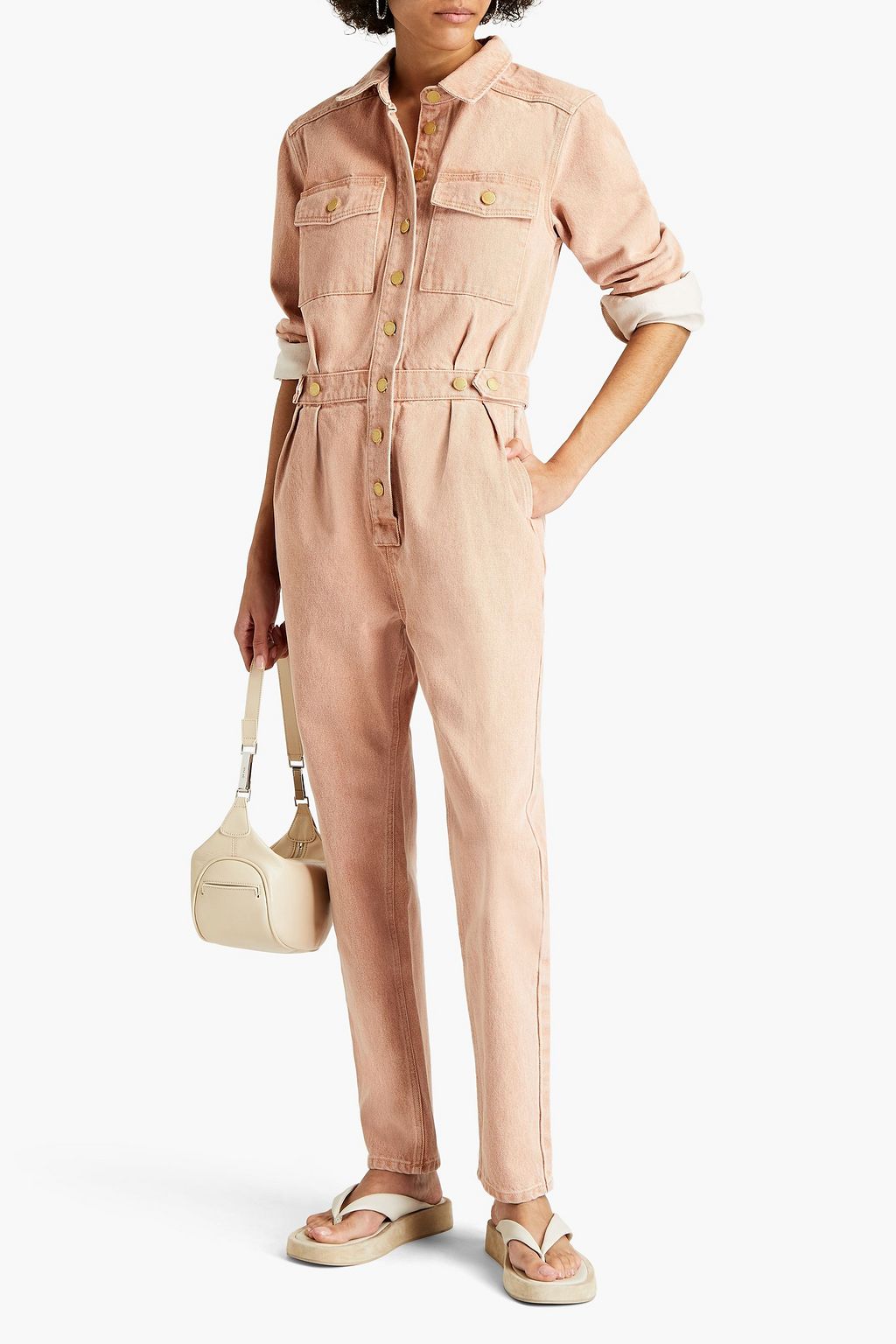 TRIARCHY Pleated denim jumpsuit