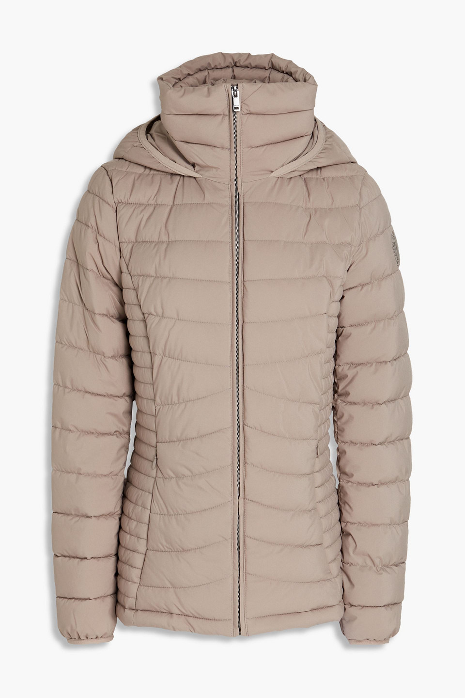 Dkny Sleepwear Quilted Shell Hooded Jacket In Mushroom