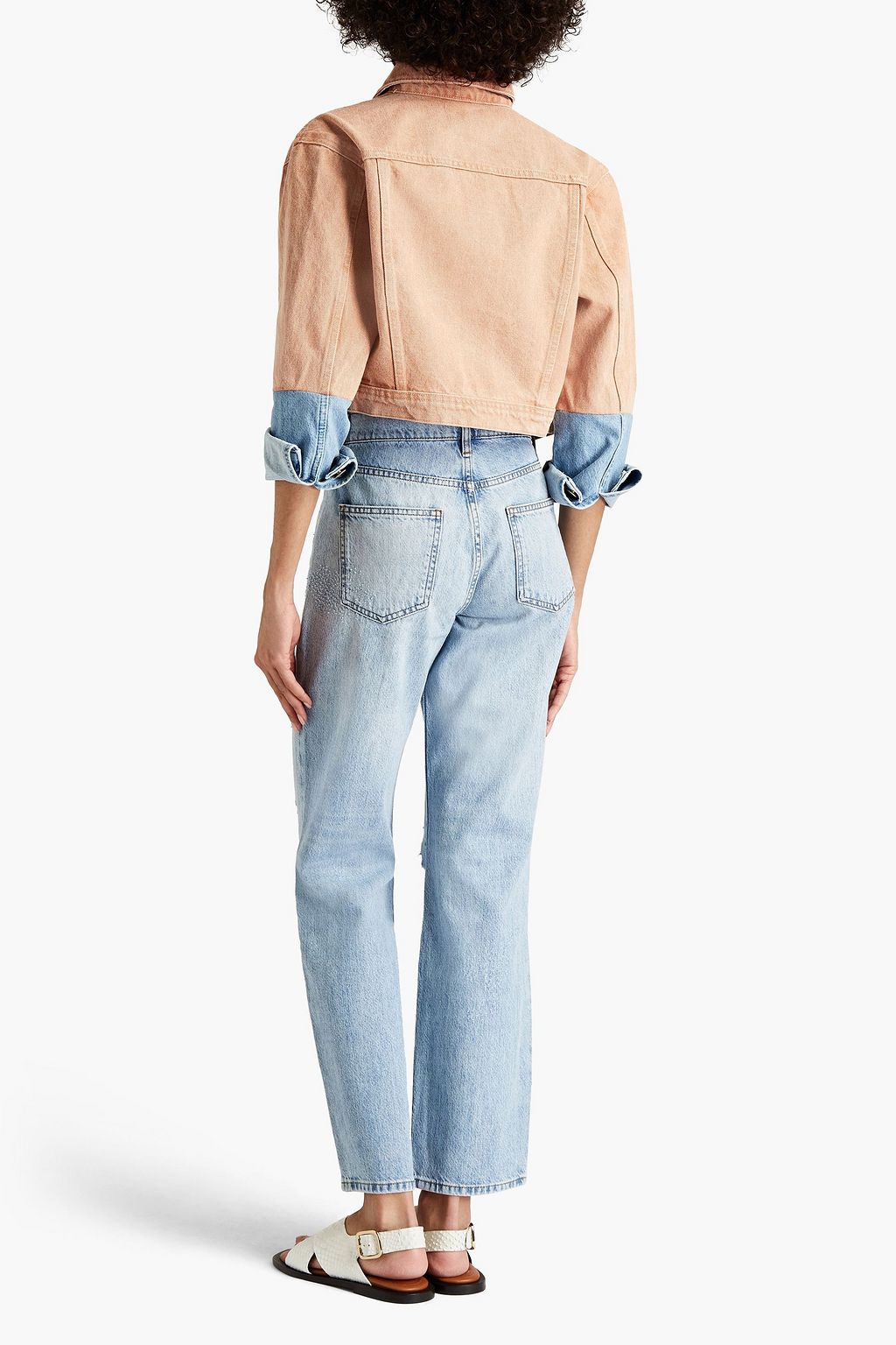 TRIARCHY Cropped two-tone denim jacket