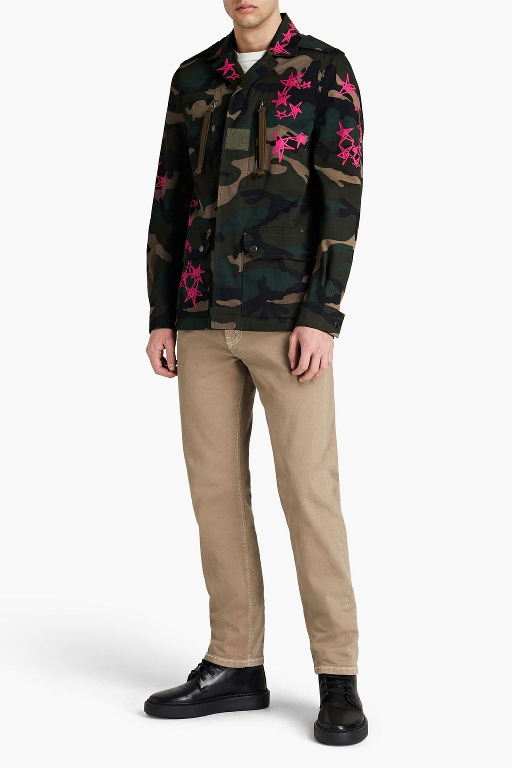 VALENTINO Appliquéd printed cotton-gabardine jacket