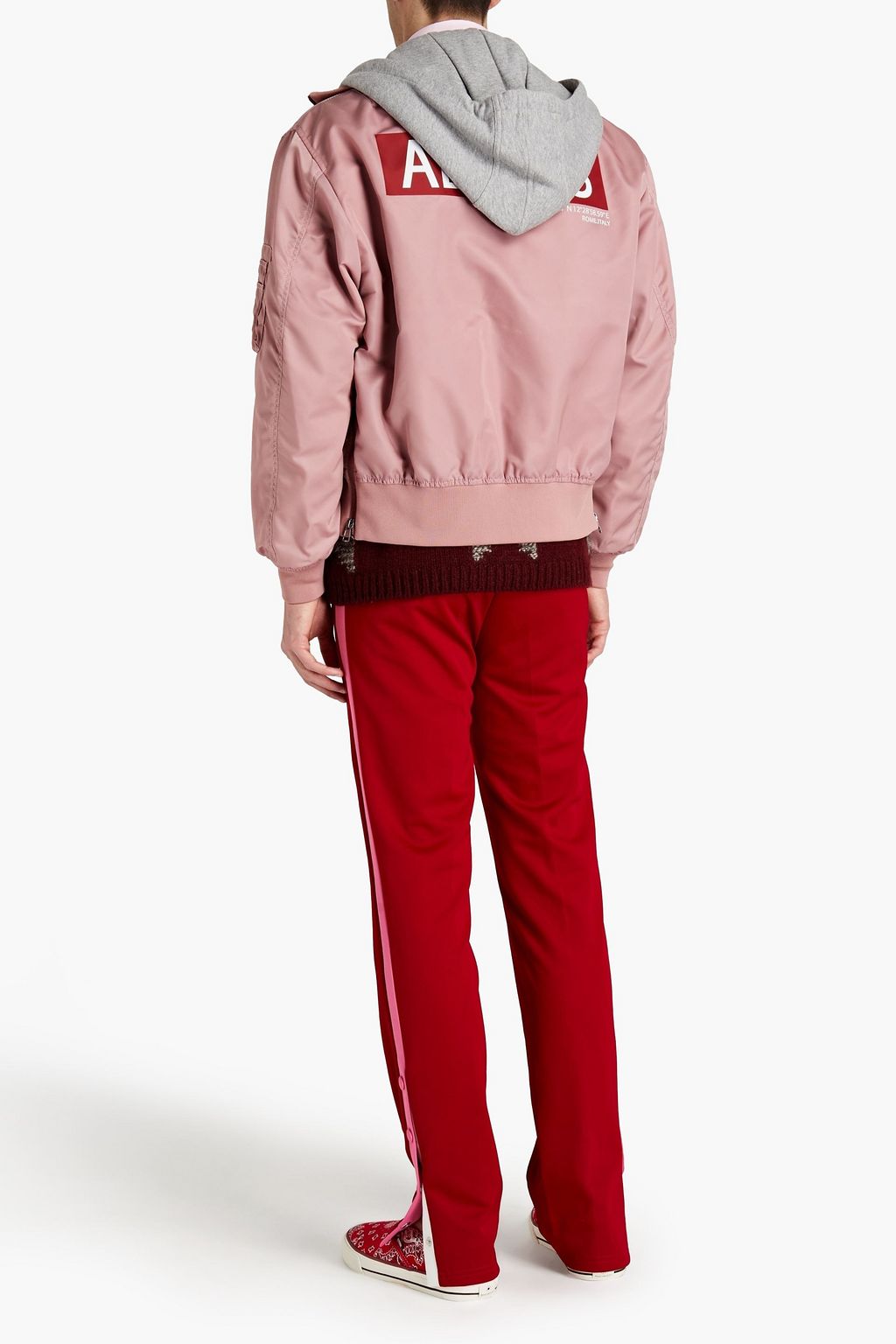 VALENTINO GARAVANI Appliquéd printed shell hooded bomber jacket