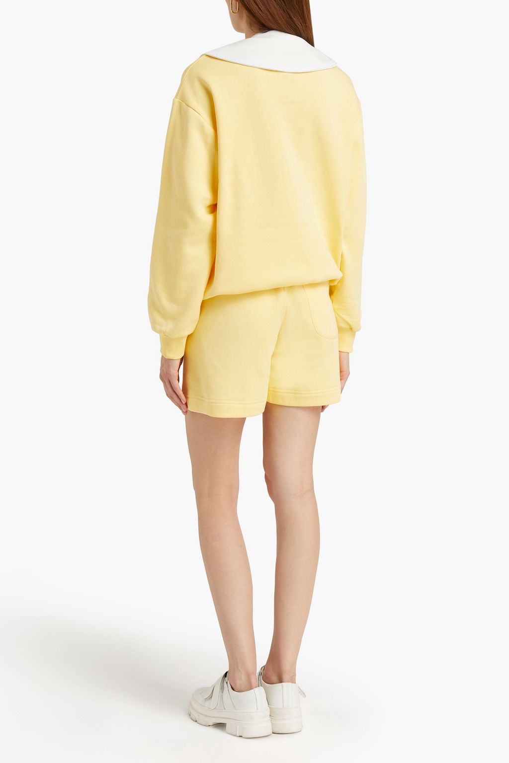 SLEEPER Cotton-blend fleece sweatshirt and shorts set