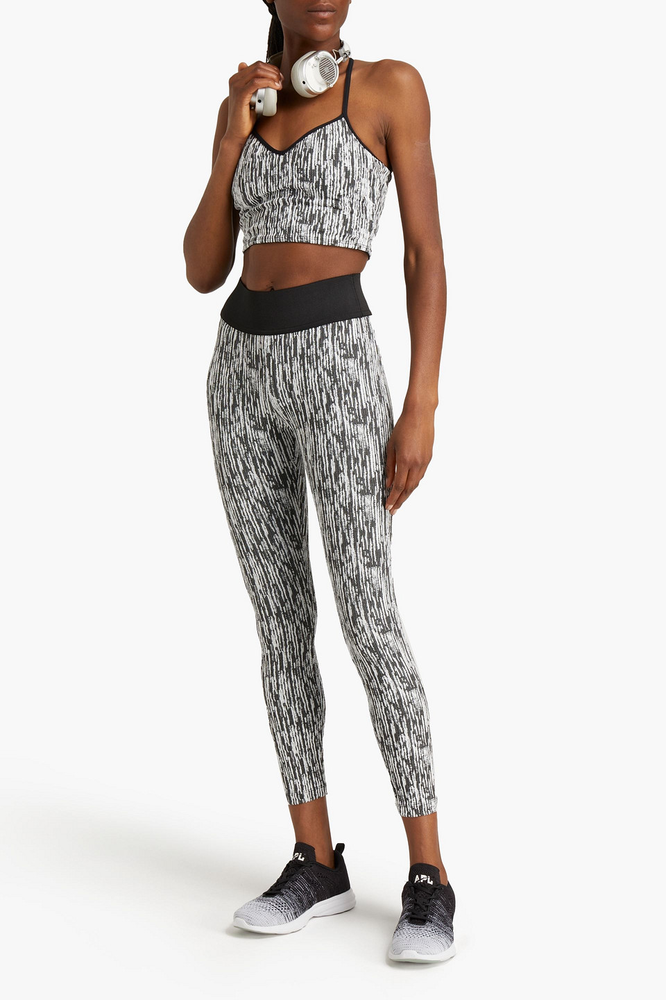 Koral Ghost Textured Stretch-jacquard Sports Bra In Black