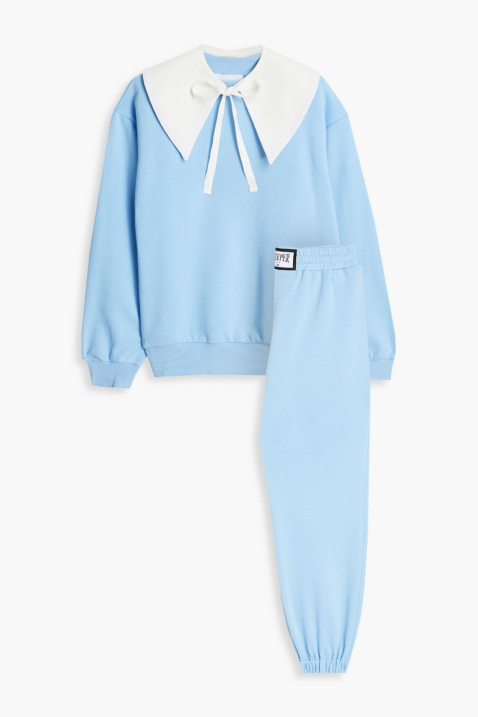 sleeper - cotton-blend fleece sweatshirt and track pants set - blue - s
