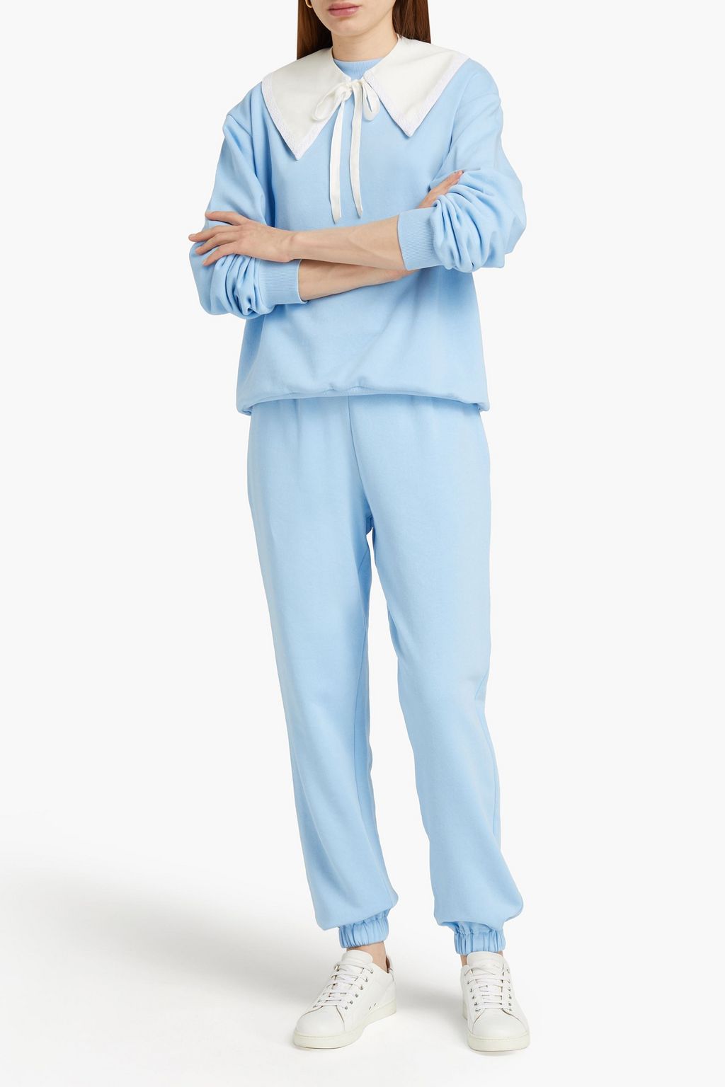 SLEEPER Cotton-blend fleece sweatshirt and track pants set