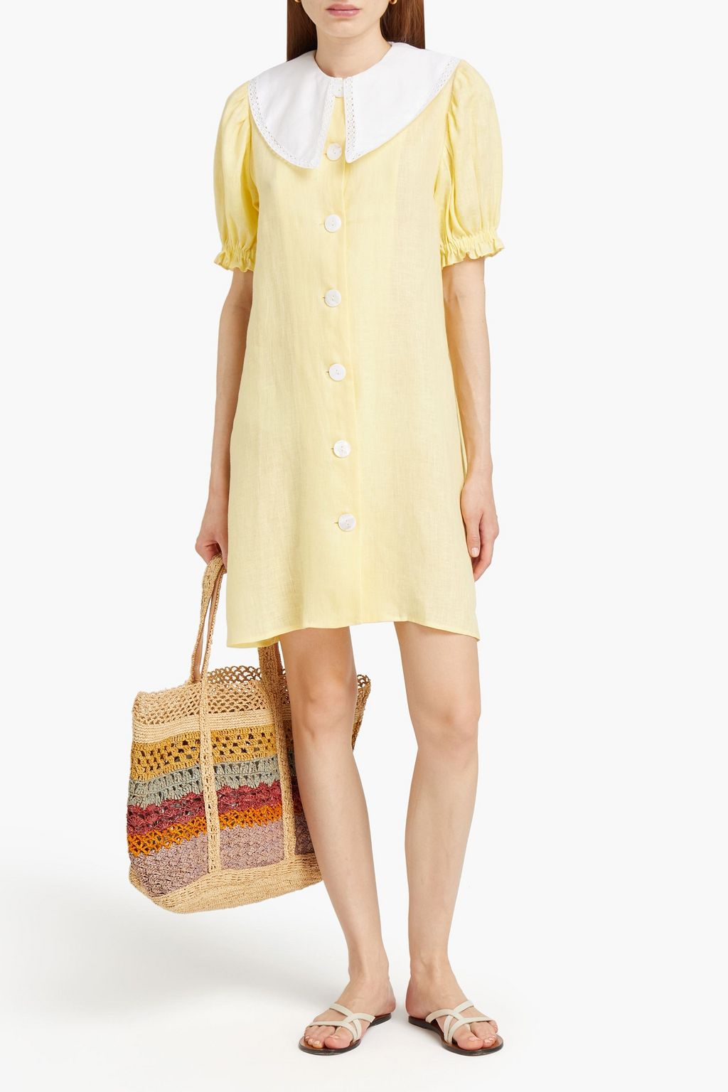 SLEEPER Linen mini shirt dress