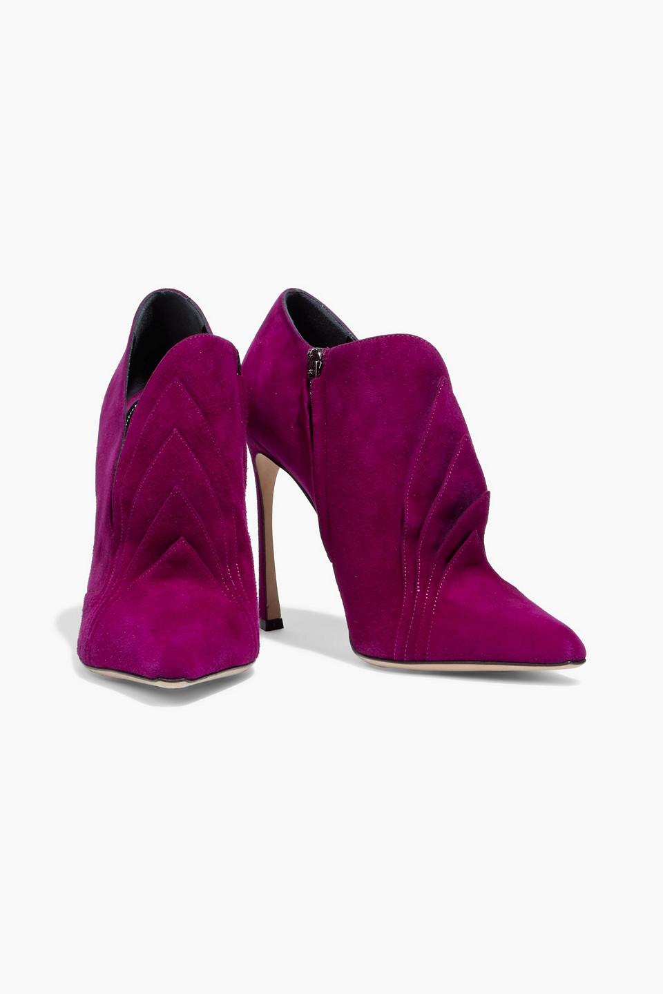 Sergio Rossi Layered Suede Ankle Boots In Violet