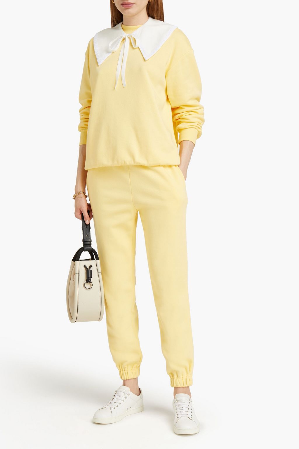 SLEEPER Cotton-blend fleece sweatshirt and track pants set