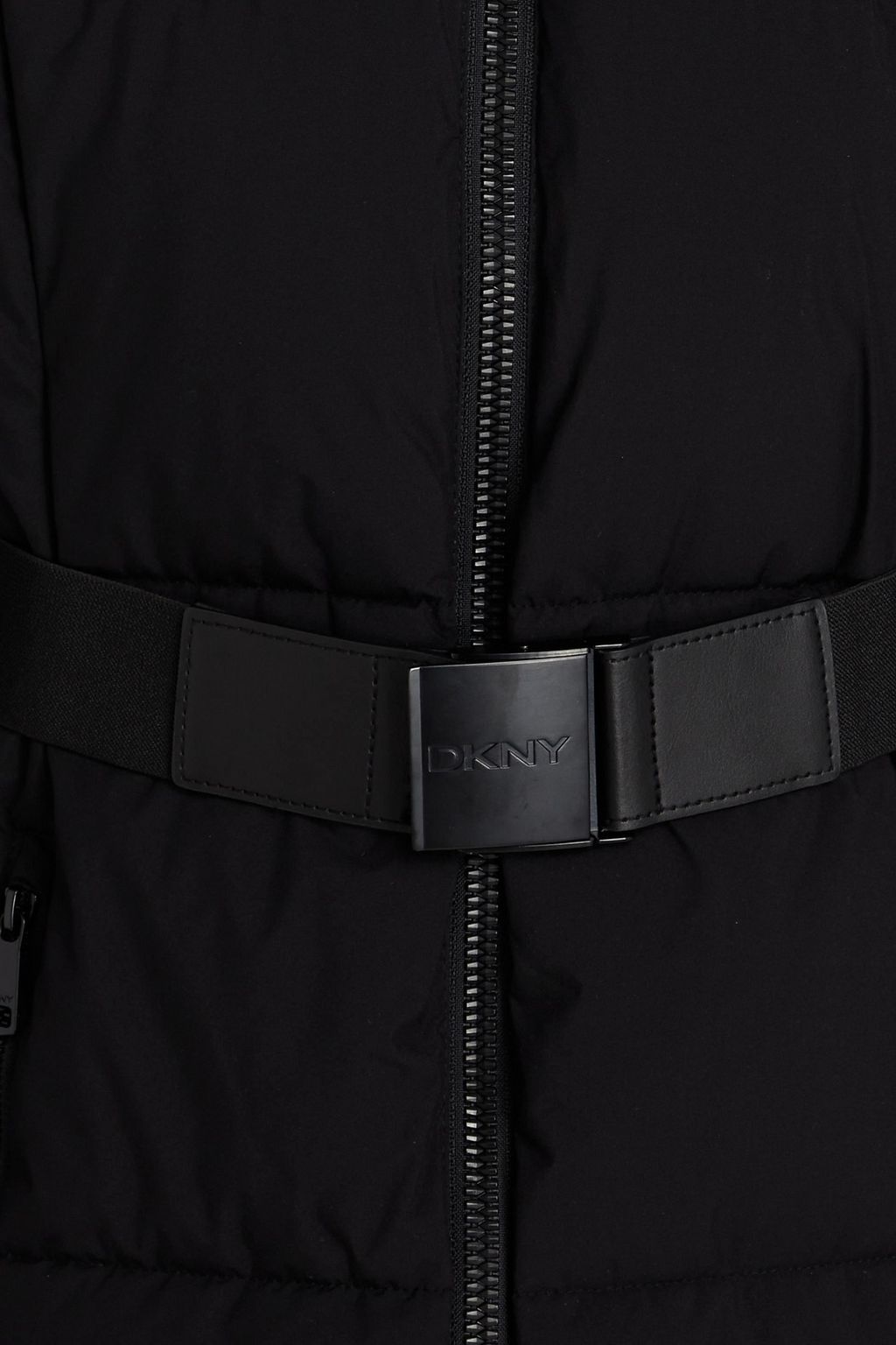 DKNY Belted quilted shell hooded coat