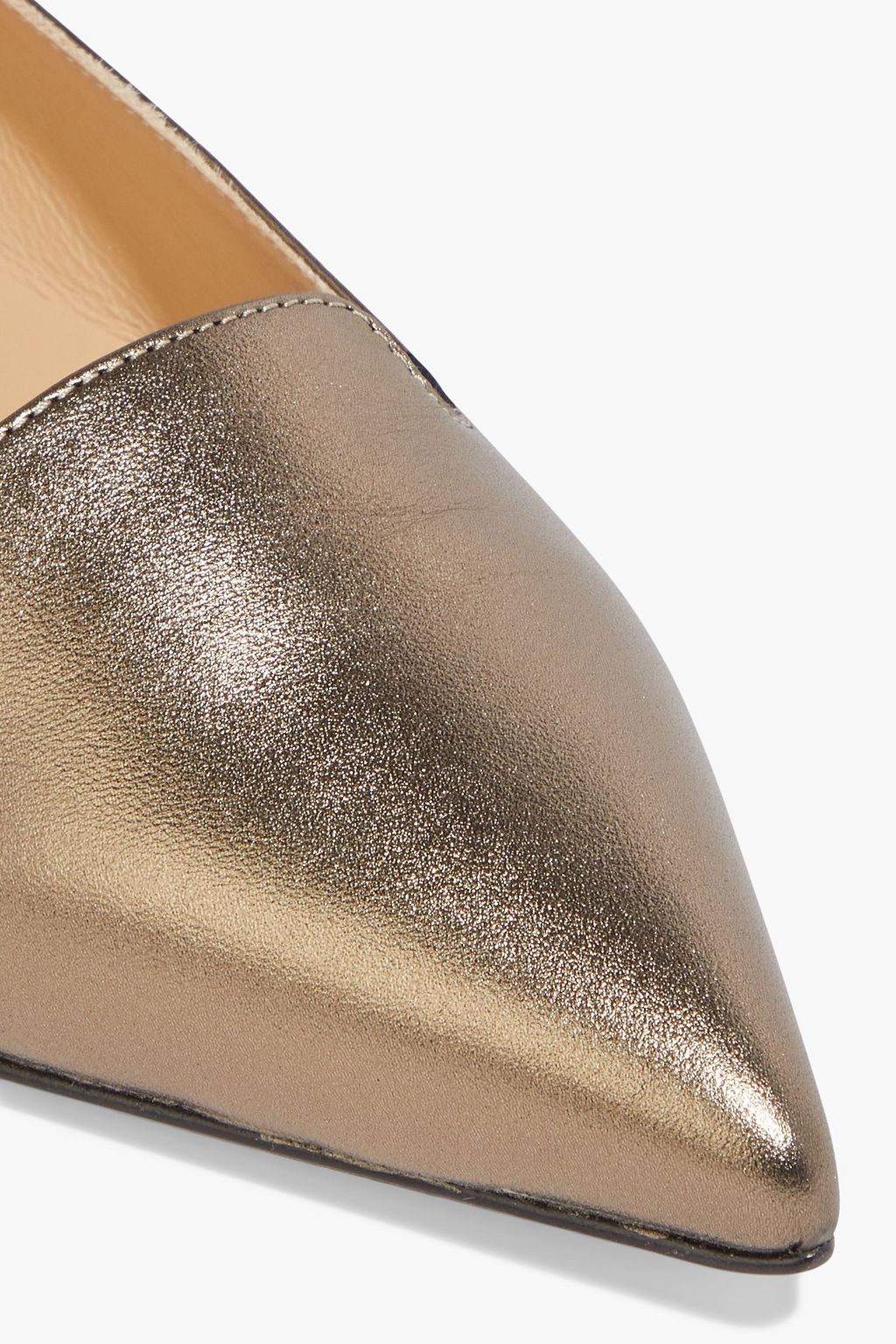 SERGIO ROSSI Metallic leather point-toe flats