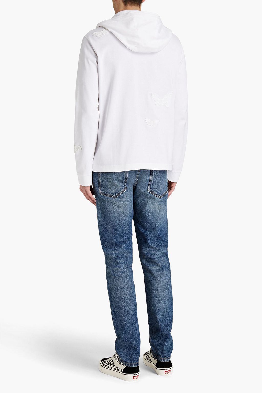 VALENTINO Appliquéd cotton-jersey hooded track jacket