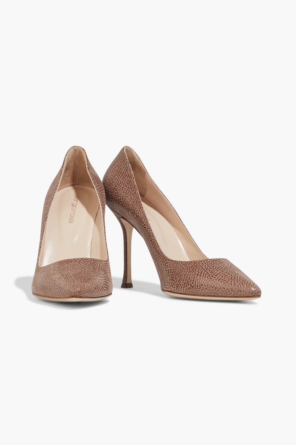 Sergio Rossi Coated Suede Pumps In Brown
