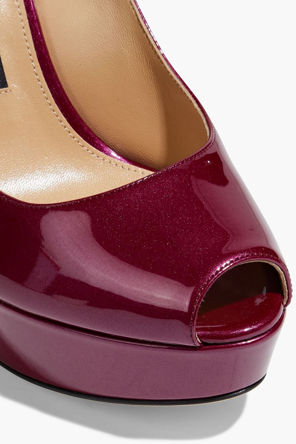 SERGIO ROSSI Metallic patent-leather platform slingback pumps