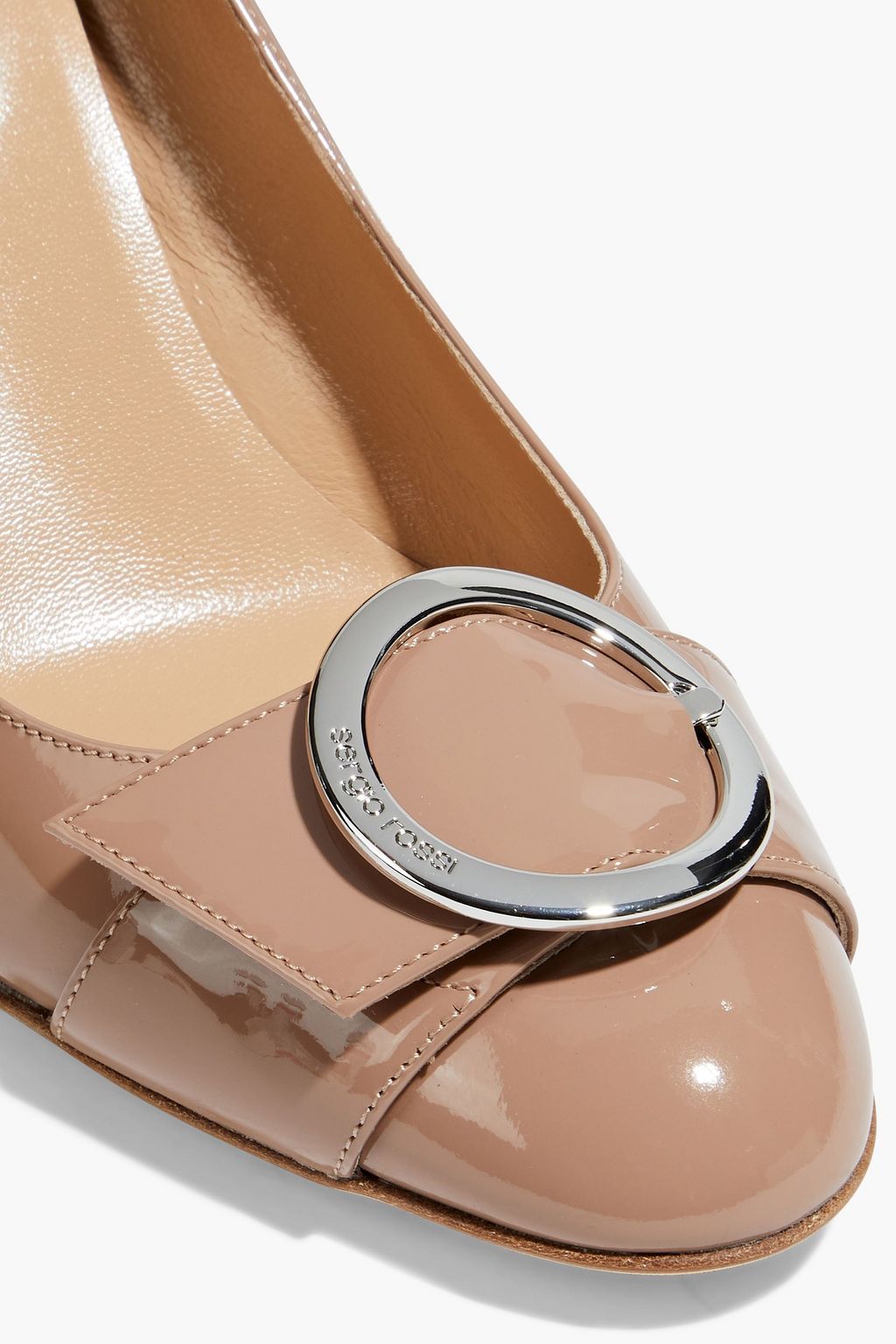 SERGIO ROSSI Buckle-embellished patent-leather pumps