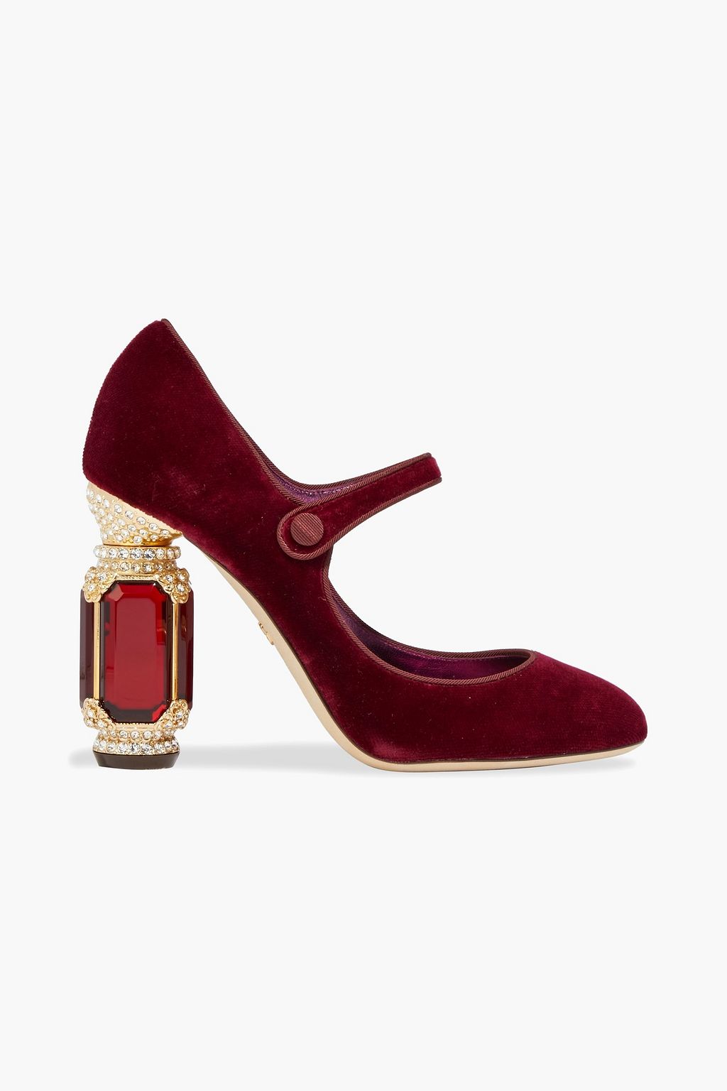 Burgundy Embellished velvet pumps 
