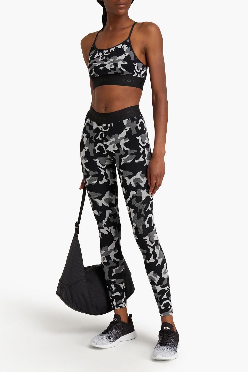 Koral Stretch-jacquard Leggings In Black