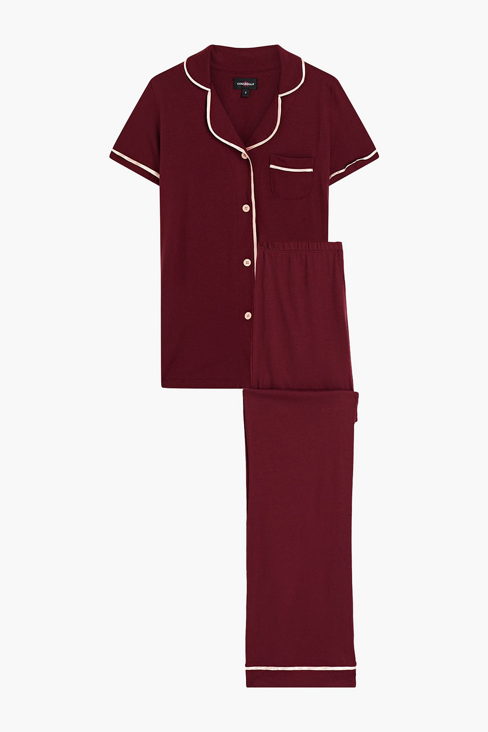 Cosabella Bella Cotton-blend Jersey Pyjama Set In Burgundy