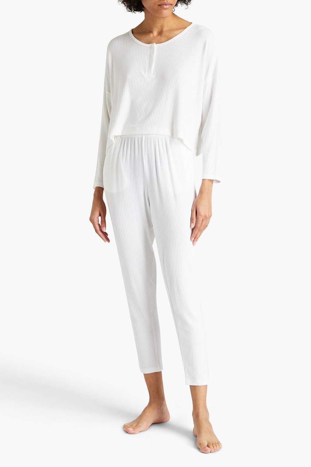 COSABELLA Cropped ribbed modal-blend jersey pajama top