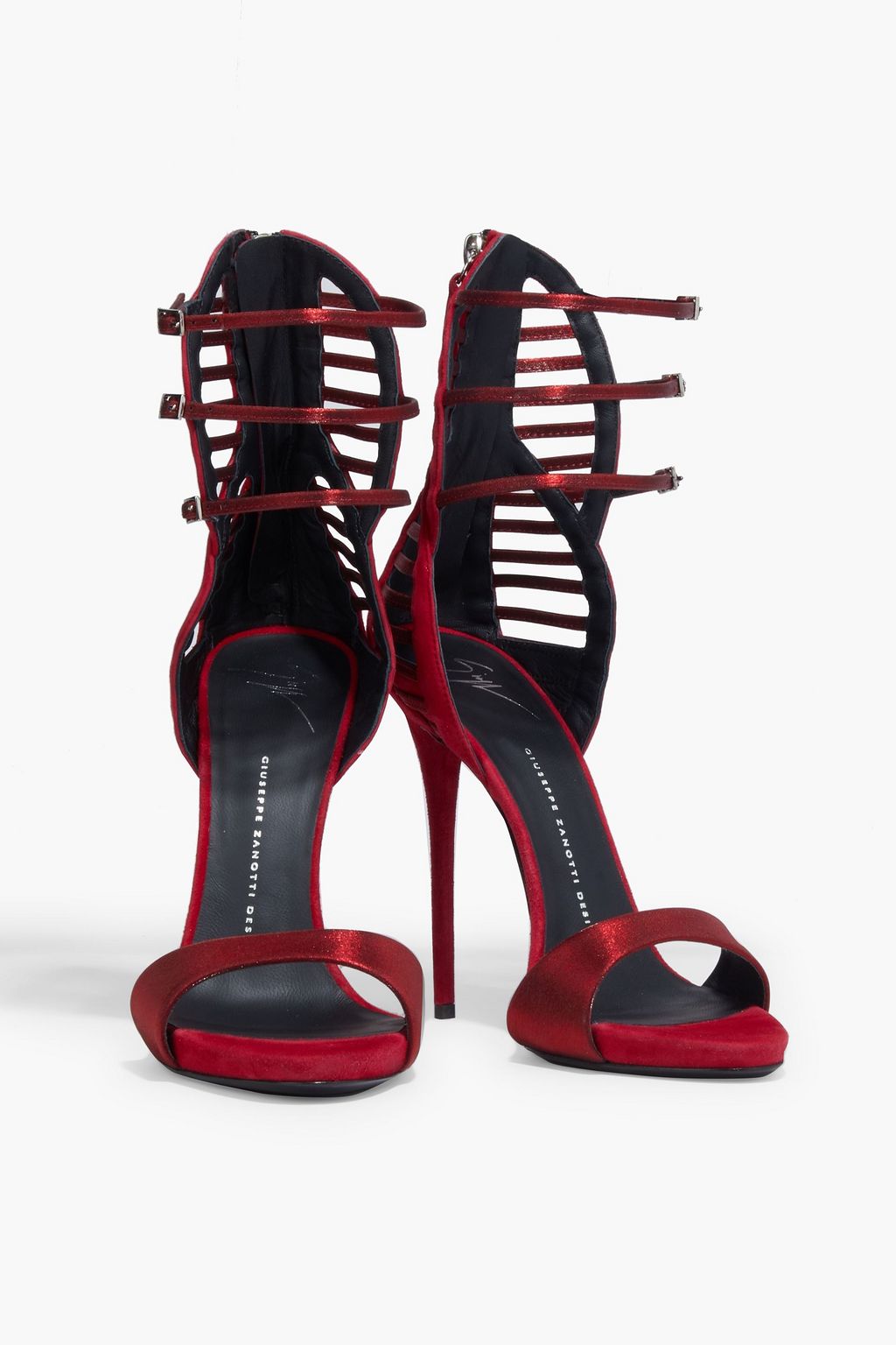 GIUSEPPE ZANOTTI Lamé-trimmed suede sandals