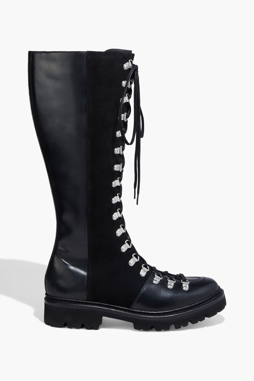 Grenson Nanette leather and suede combat boots