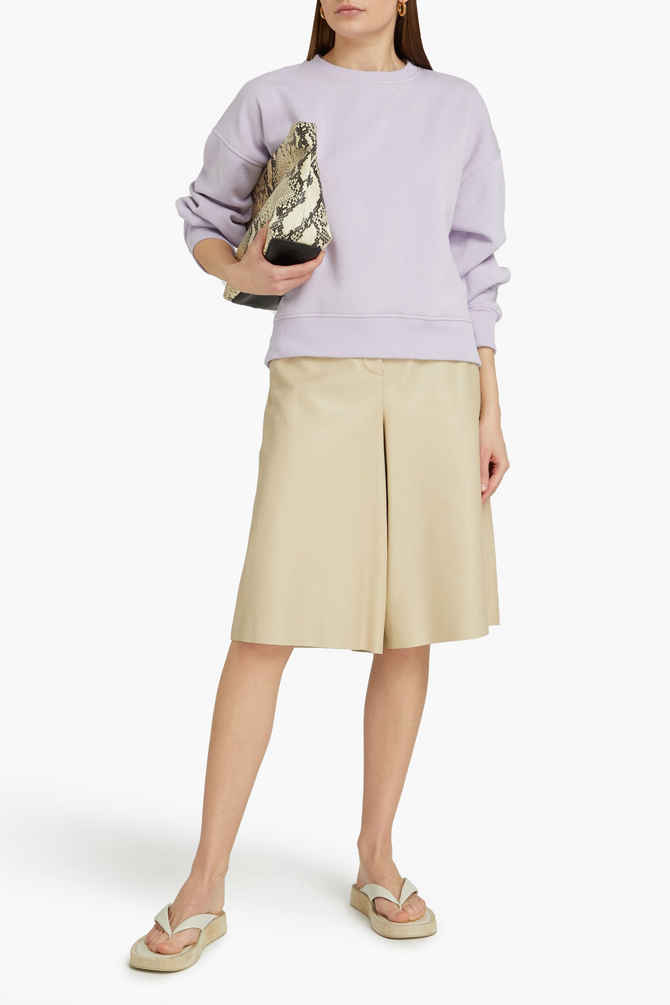 Gestuz Organic Cotton-blend Fleece Sweatshirt In Lilac