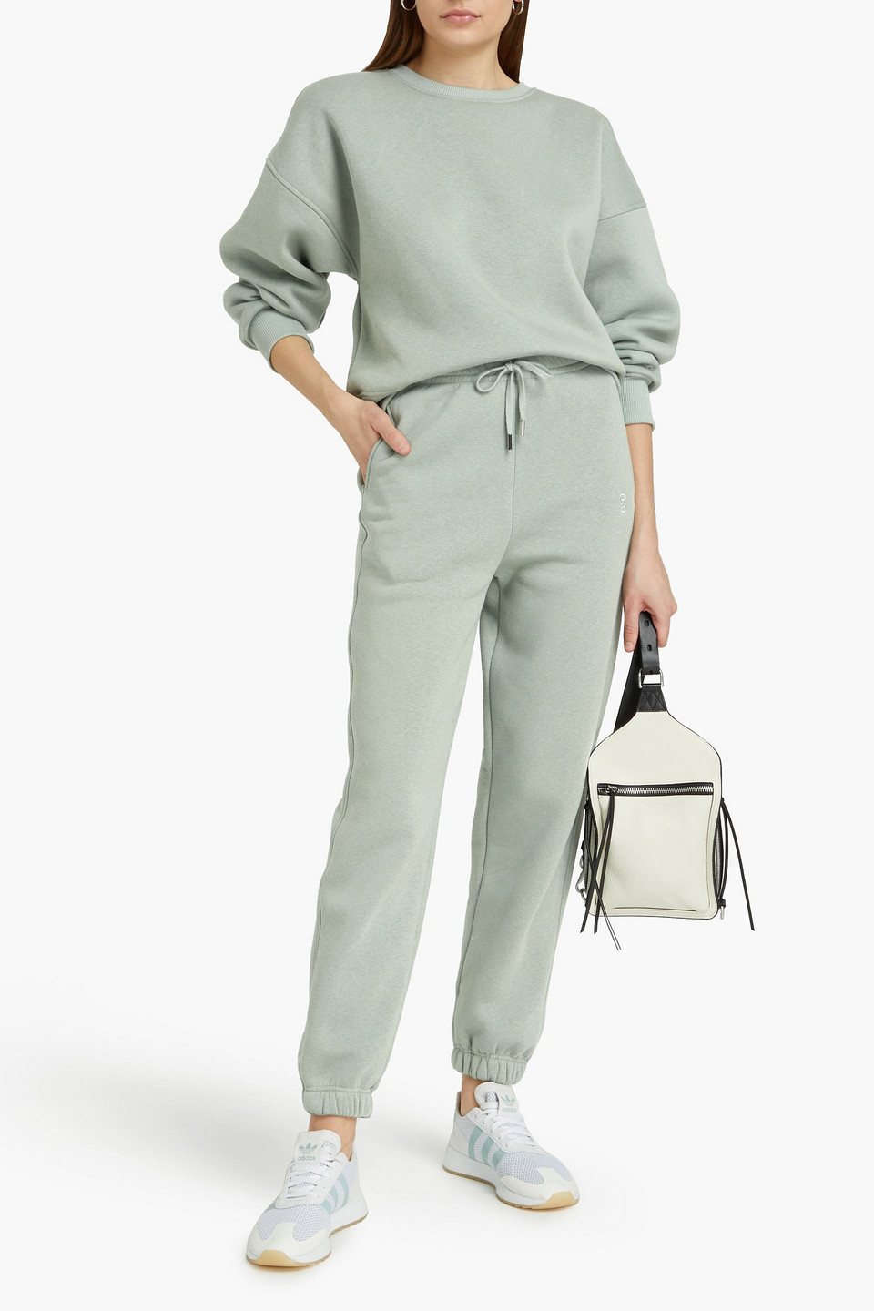 Gestuz Organic Cotton-blend Fleece Sweatshirt In Grey Green