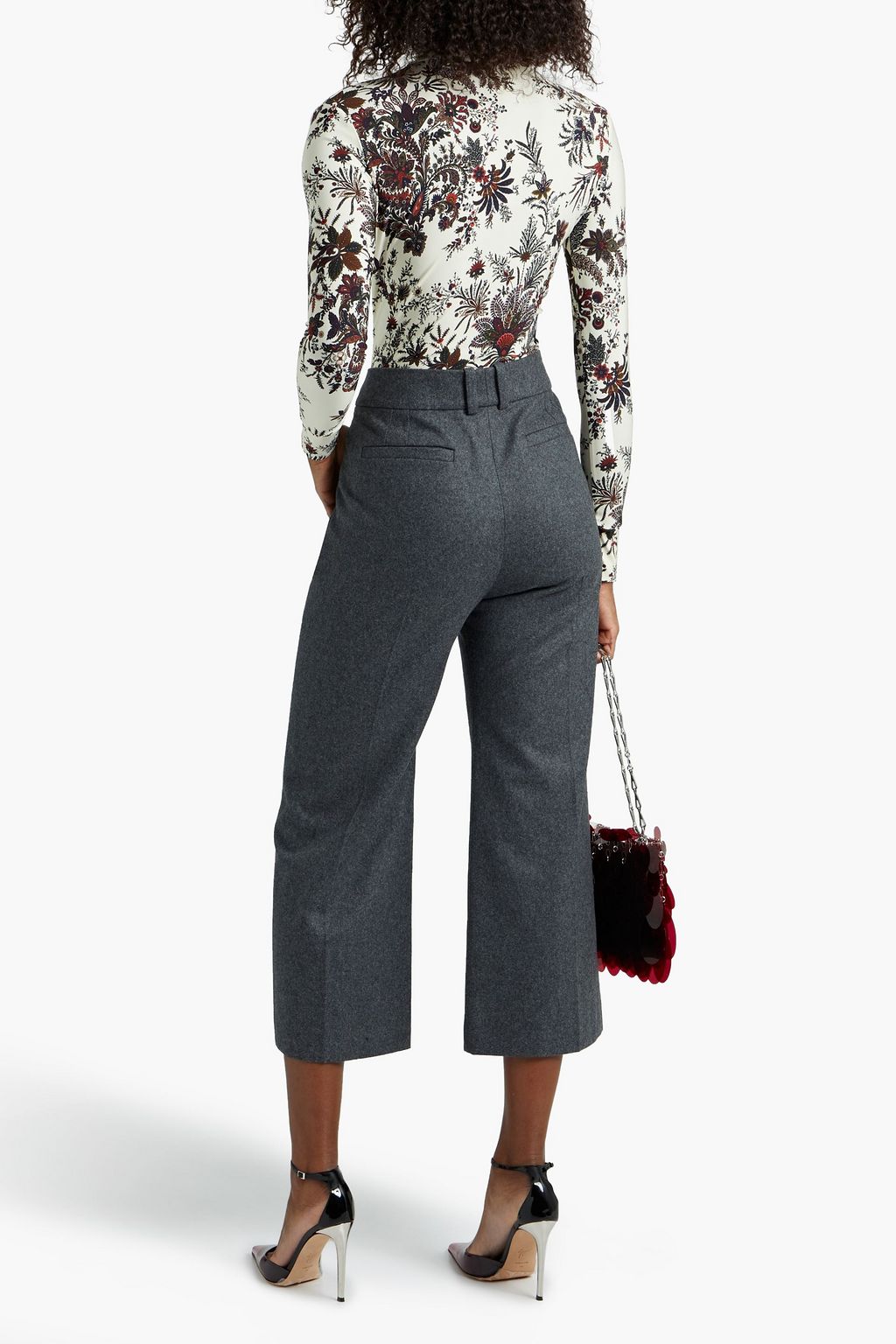 RABANNE Cropped wool-blend wide-leg pants