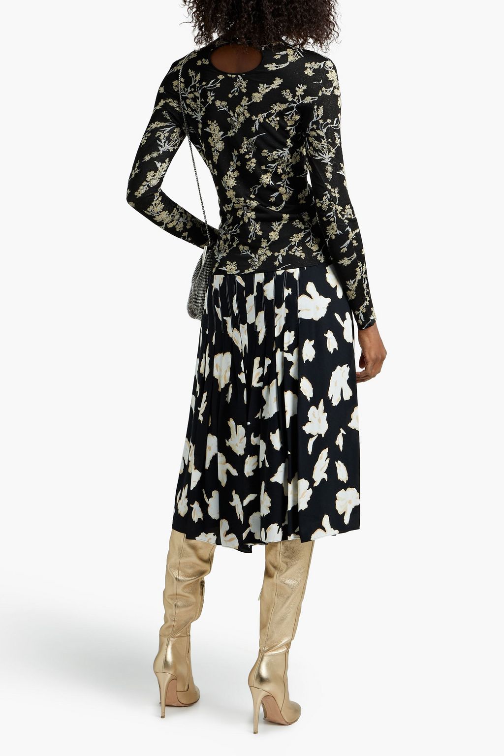 RABANNE Cutout metallic jacquard-knit top