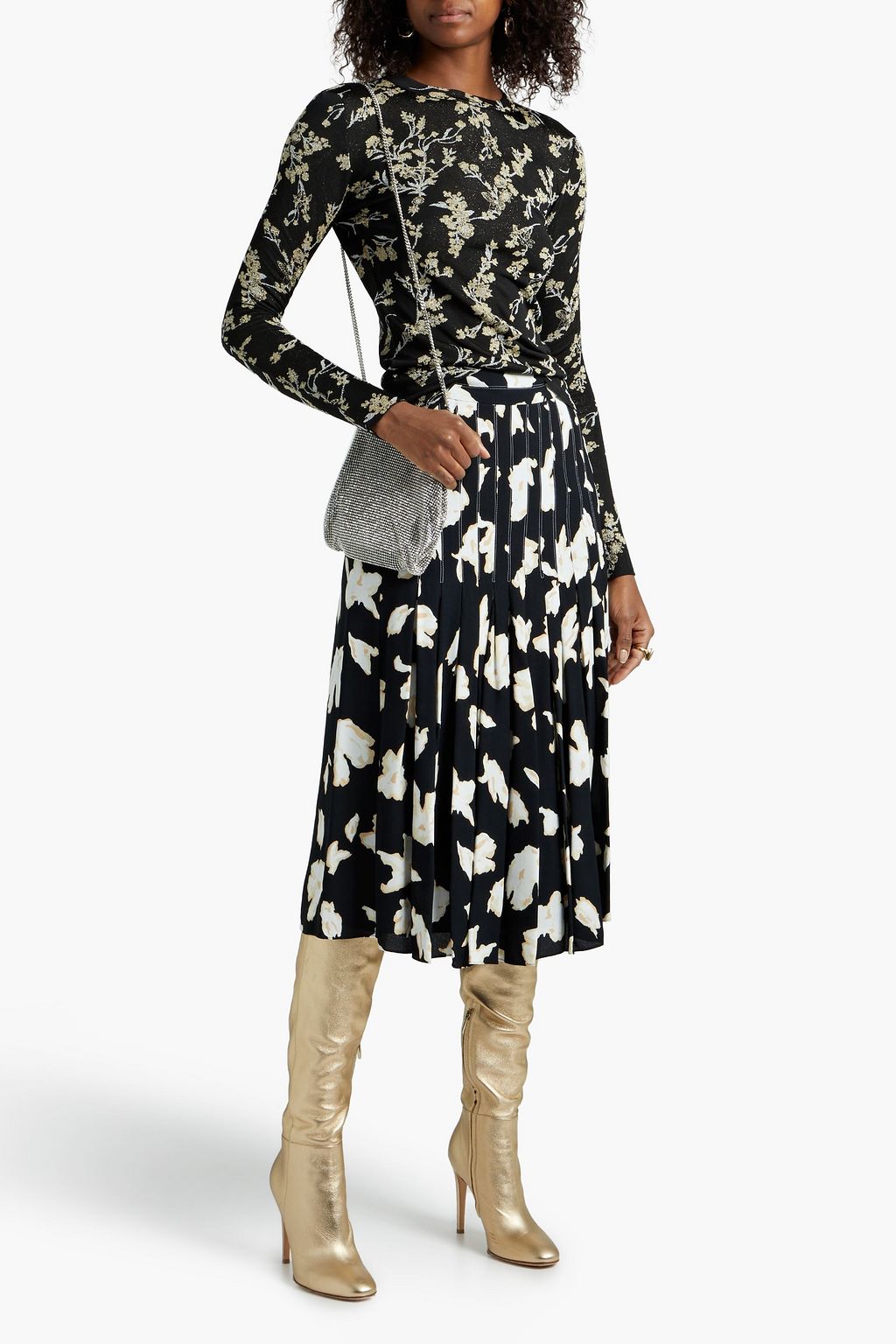 RABANNE Cutout metallic jacquard-knit top