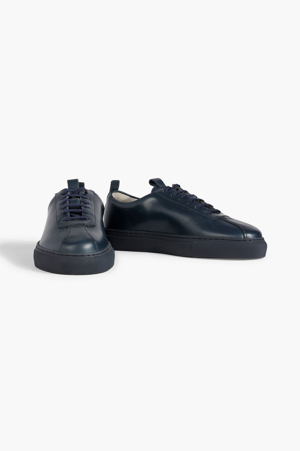 Grenson Leather-trimmed Canvas Sneakers In Navy