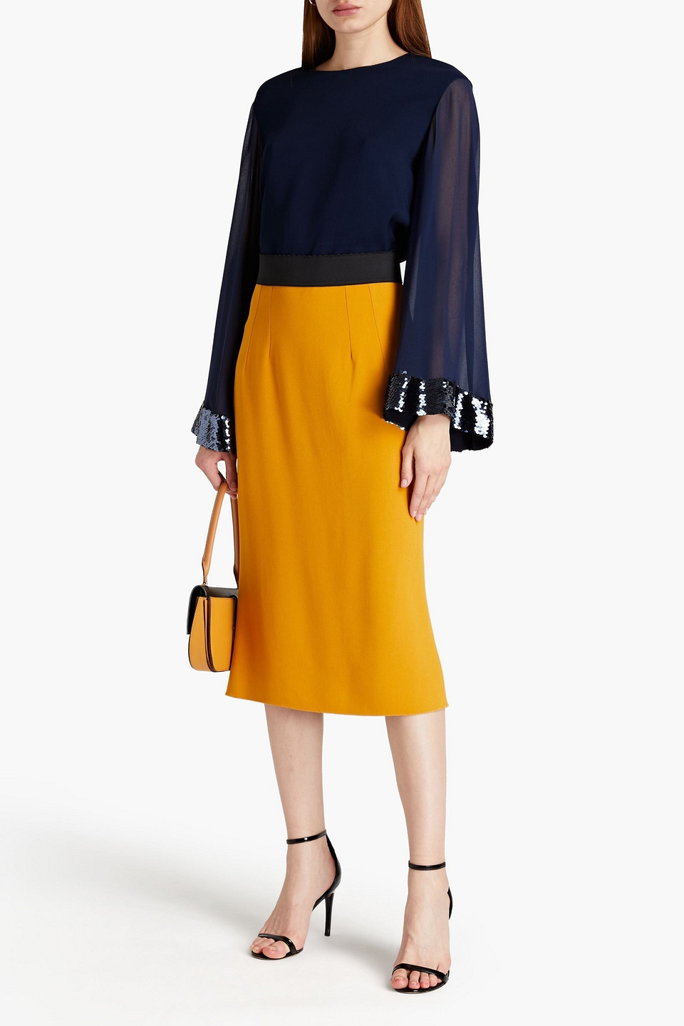 Sachin & Babi Kylie Chiffon-paneled Embellished Stretch-crepe Blouse