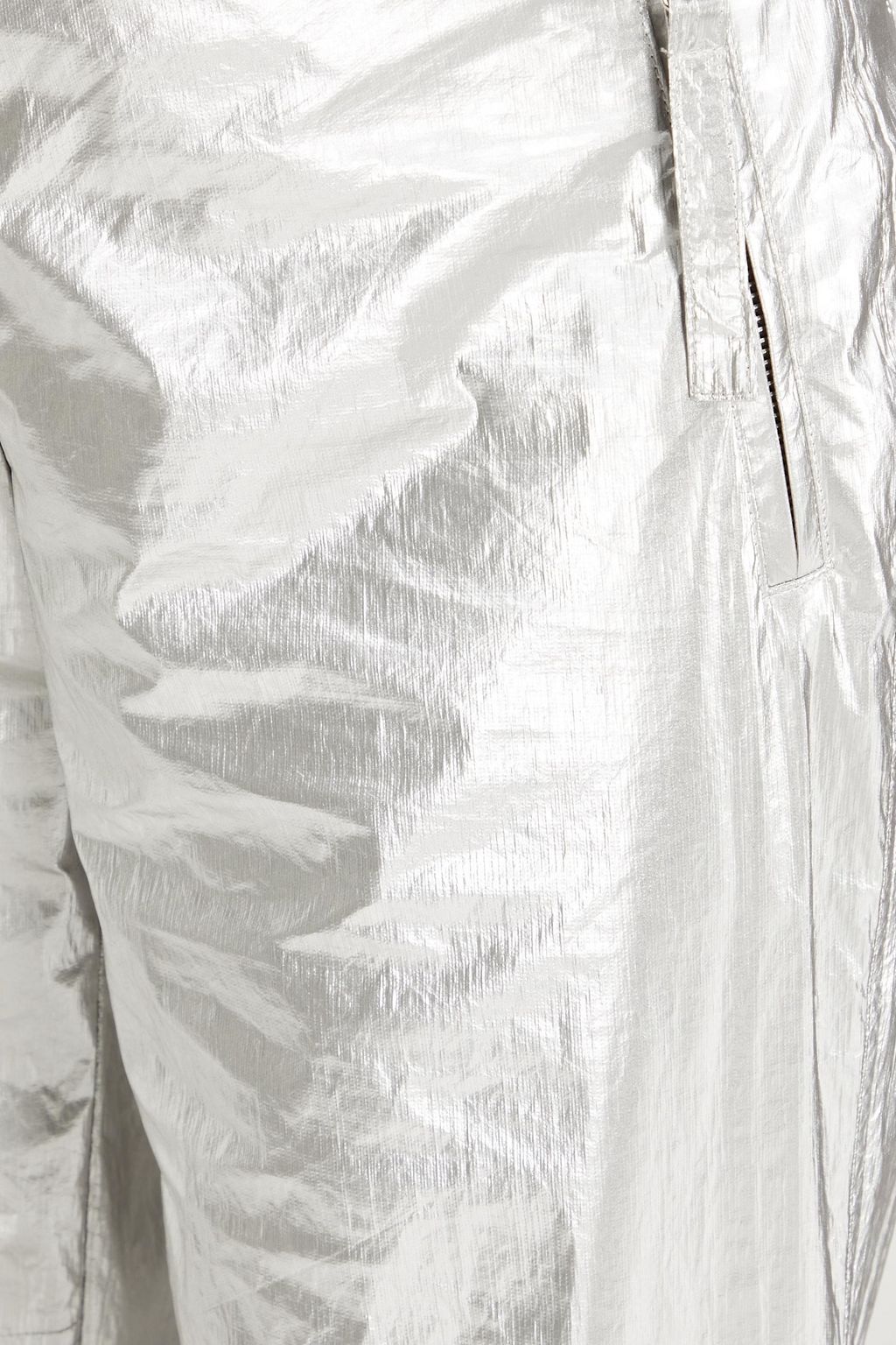 HELMUT LANG Belted metallic woven straight-leg pants