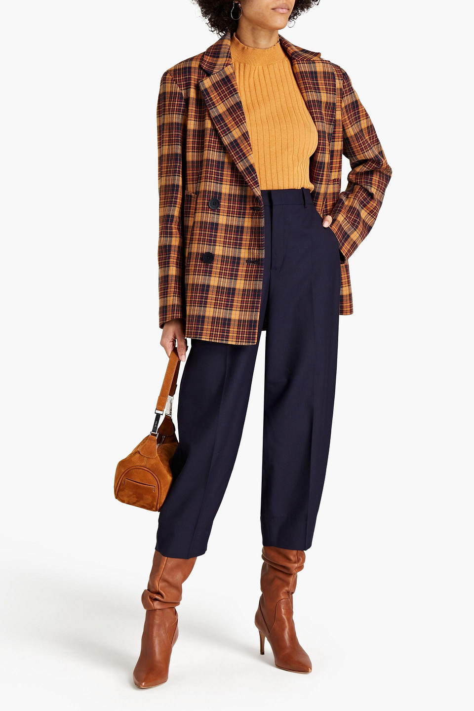 Rodebjer Aia Cropped Gabardine Tapered Pants In Navy