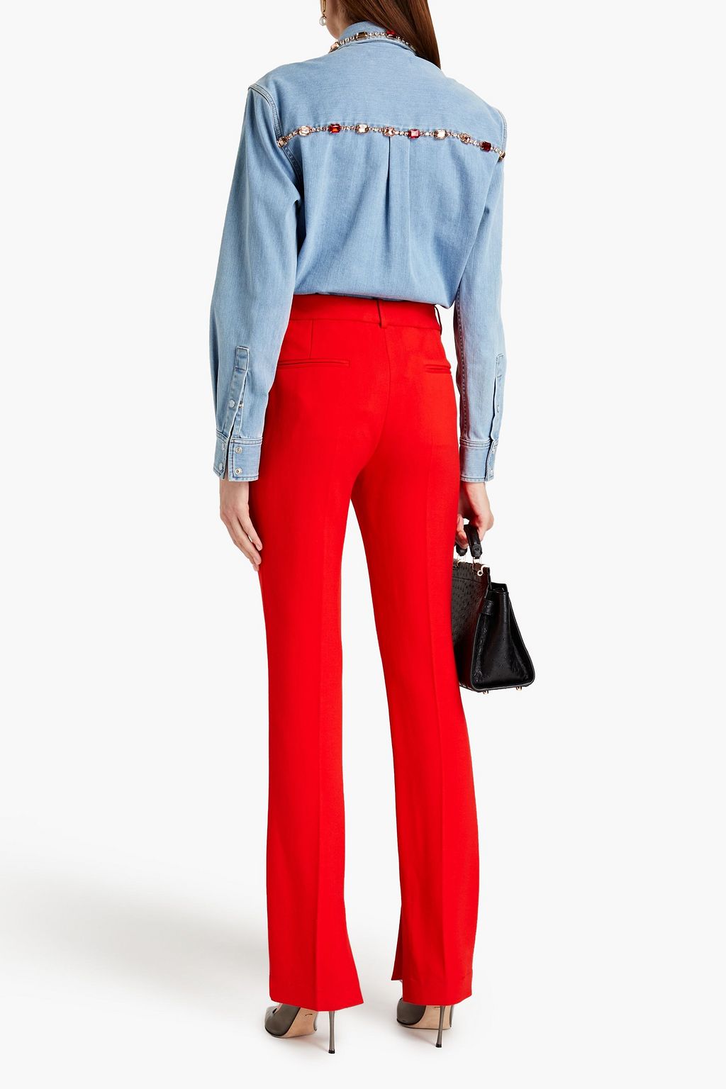 DOLCE & GABBANA Crystal-embellished denim shirt