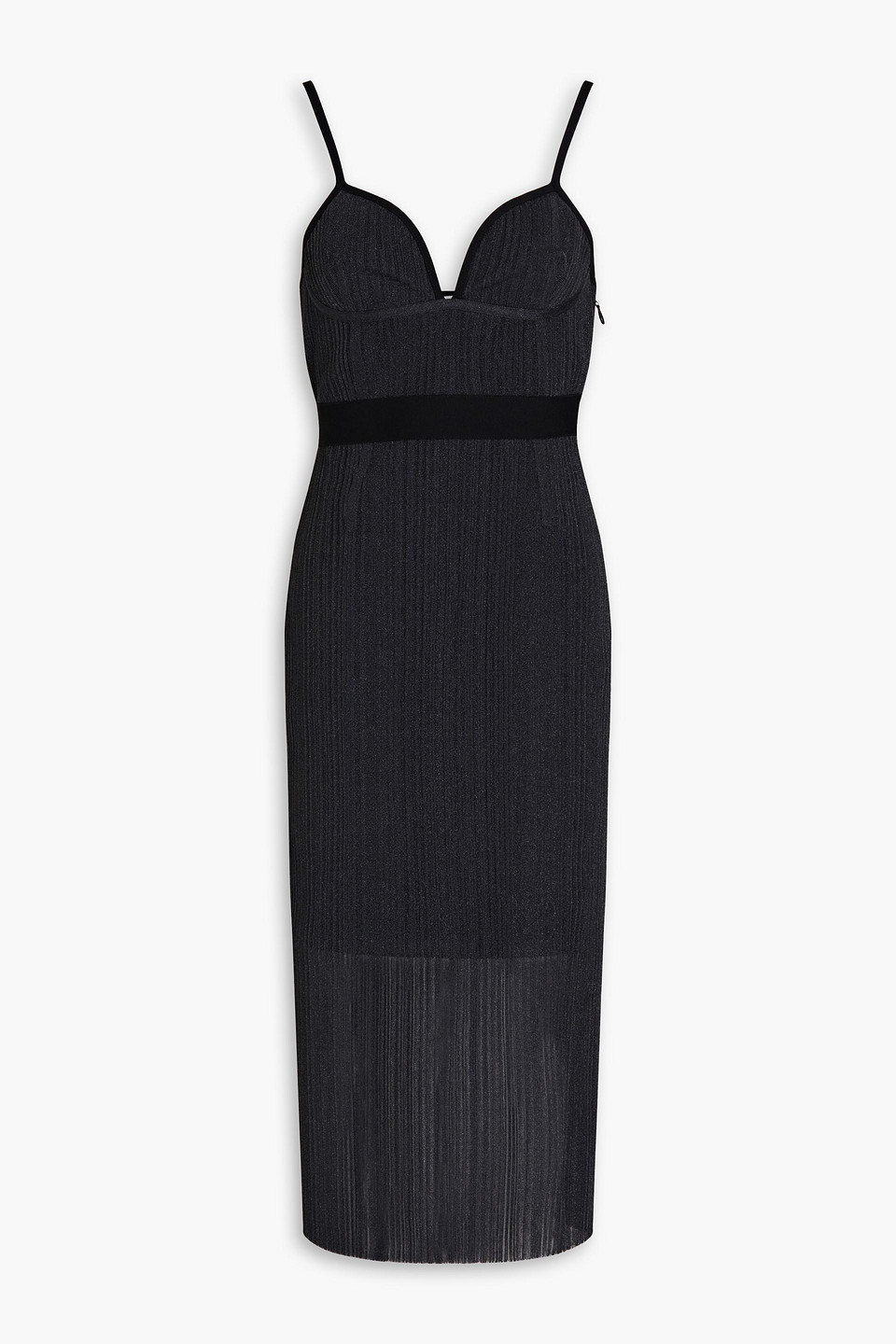 Hervé Léger Metallic ribbed-knit midi dress