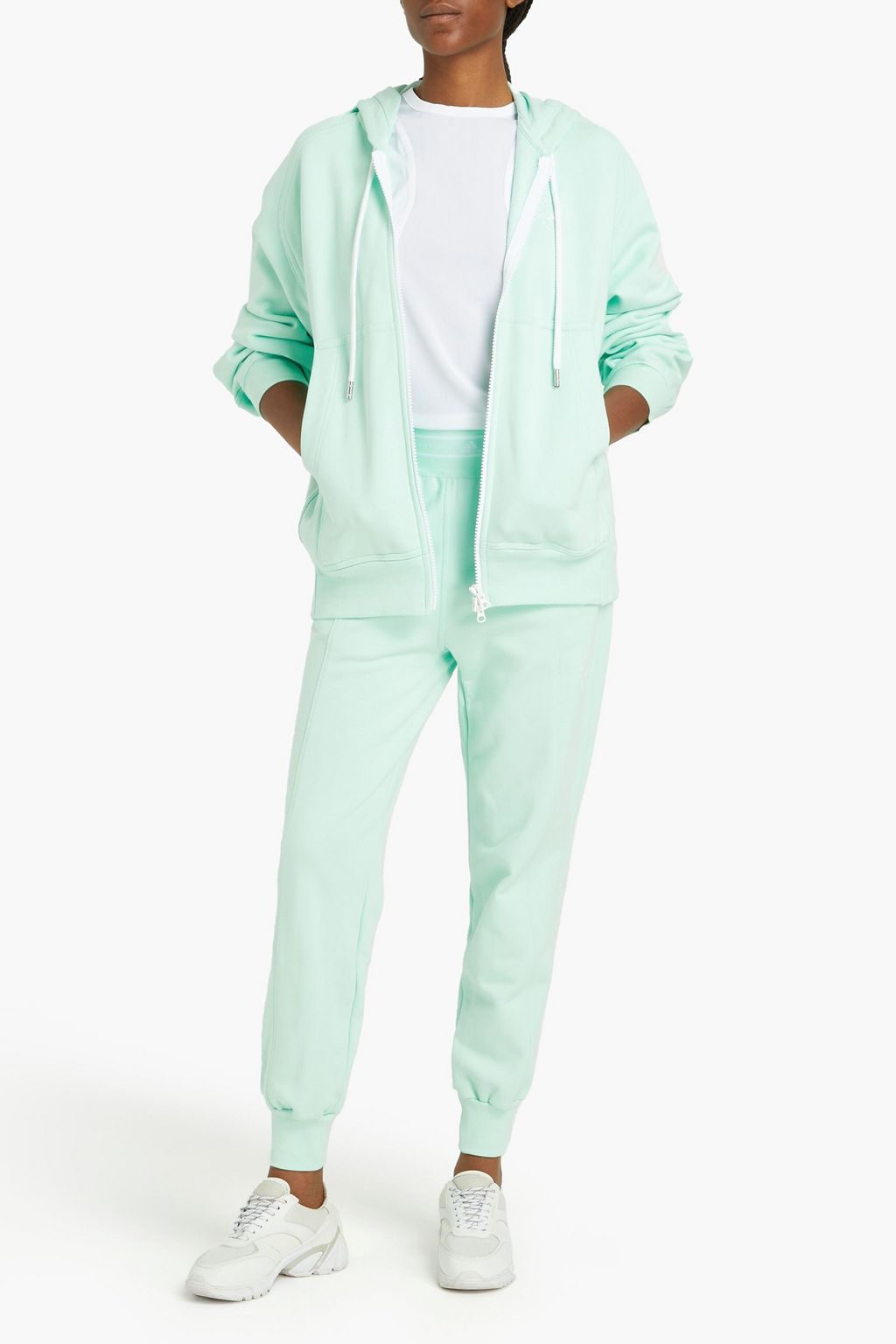 ADIDAS BY STELLA MCCARTNEY Oversized-Hoodie aus Bio-Baumwollfrottee mit Logoprint und Reißverschluss