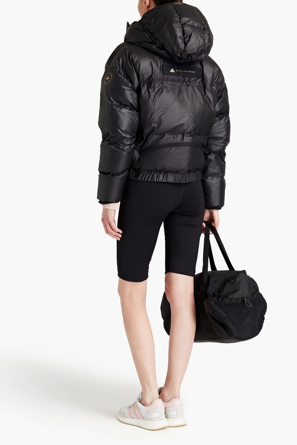 ADIDAS BY STELLA MCCARTNEY جاكيت بغطاء رأس من قماش مقاوم للماء بتصميم مبطن مزين بشعار مزخرف
