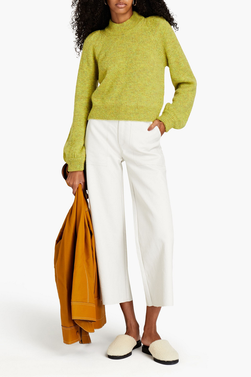 Rodebjer Mirari Cropped Coated Woven Wide Leg-pants In White