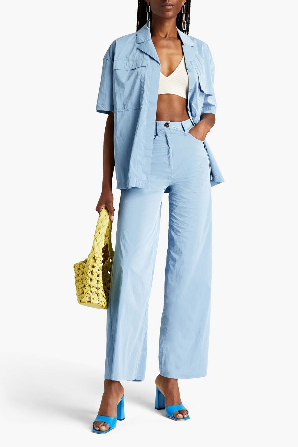 Light blue Ariane shell wide-leg pants 