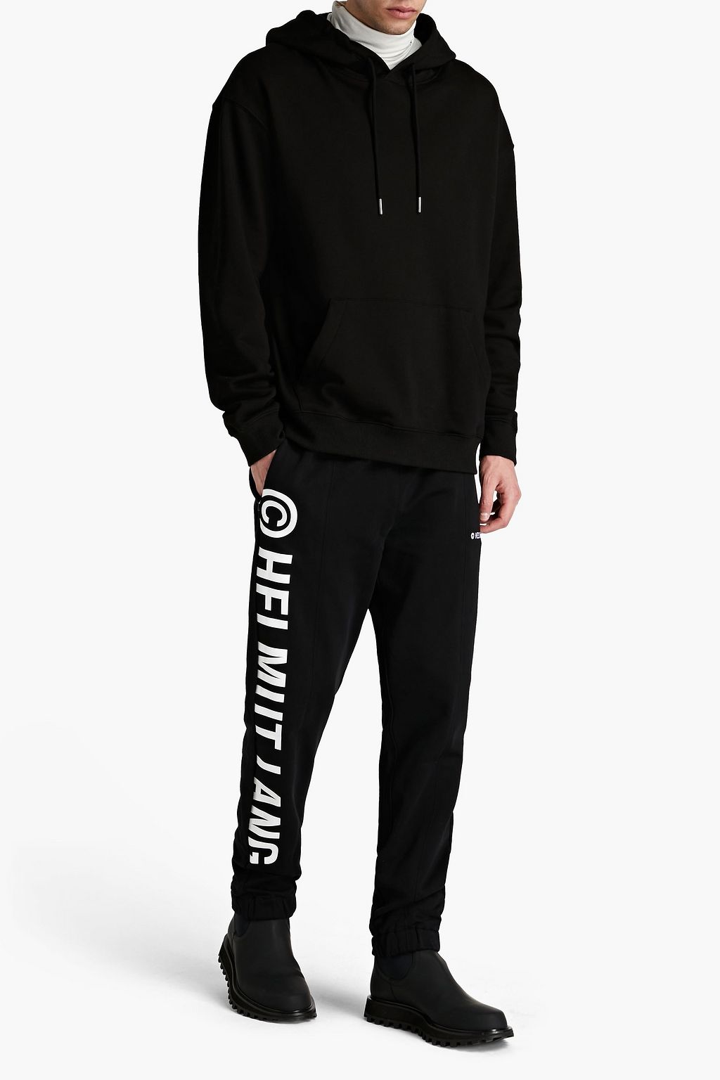 HELMUT LANG Embroidered printed French cotton-terry sweatpants