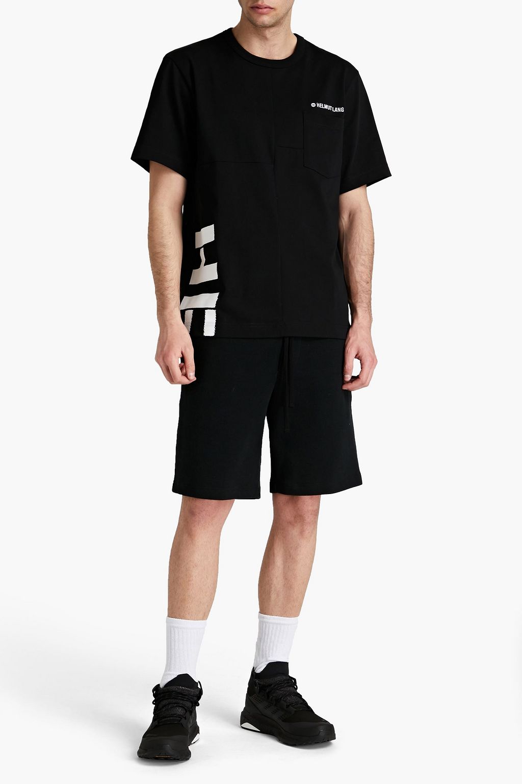 HELMUT LANG Embroidered printed cotton-jersey T-shirt